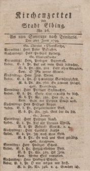 Kirchenzettel der Stadt Elbing, Nr. 26, 2 Juni 1799