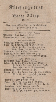 Kirchenzettel der Stadt Elbing, Nr. 31, 7 Juli 1799