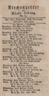 Kirchenzettel der Stadt Elbing, Nr. 33, 21 Juli 1799