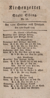 Kirchenzettel der Stadt Elbing, Nr. 38, 25 August 1799
