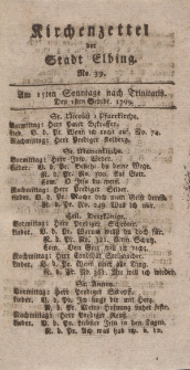 Kirchenzettel der Stadt Elbing, Nr. 39, 1 September 1799