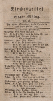Kirchenzettel der Stadt Elbing, Nr. 42, 22 September 1799