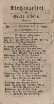 Kirchenzettel der Stadt Elbing, Nr. 43, 29 September 1799