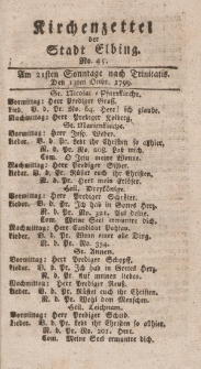 Kirchenzettel der Stadt Elbing, Nr. 45, 13 Oktober 1799
