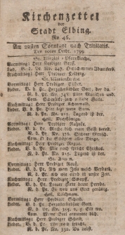 Kirchenzettel der Stadt Elbing, Nr. 46, 20 Oktober 1799