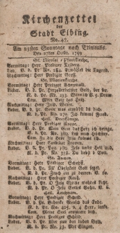 Kirchenzettel der Stadt Elbing, Nr. 47, 27 Oktober 1799