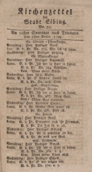 Kirchenzettel der Stadt Elbing, Nr. 50, 17 November 1799