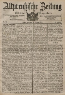 Altpreussische Zeitung, Nr. 192 Donnerstag 17 August 1899, 51. Jahrgang