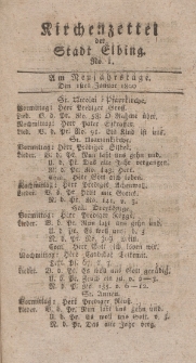 Kirchenzettel der Stadt Elbing, Nr. 1, 1 Januar 1800