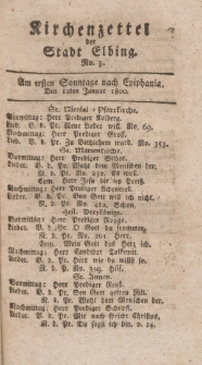 Kirchenzettel der Stadt Elbing, Nr. 3, 12 Januar 1800