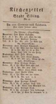 Kirchenzettel der Stadt Elbing, Nr. 4, 19 Januar 1800