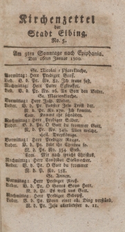 Kirchenzettel der Stadt Elbing, Nr. 5, 26 Januar 1800