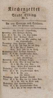 Kirchenzettel der Stadt Elbing, Nr. 6, 2 Februar 1800