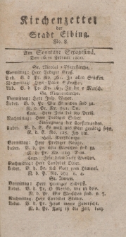 Kirchenzettel der Stadt Elbing, Nr. 8, 16 Februar 1800