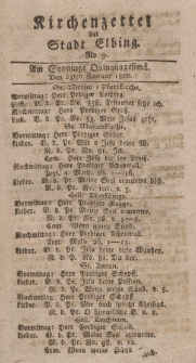 Kirchenzettel der Stadt Elbing, Nr. 9, 23 Februar 1800