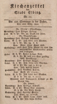 Kirchenzettel der Stadt Elbing, Nr. 10, 2 März 1800