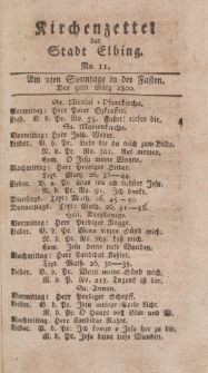 Kirchenzettel der Stadt Elbing, Nr. 11, 9 März 1800