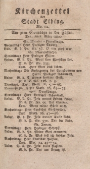 Kirchenzettel der Stadt Elbing, Nr. 12, 16 März 1800