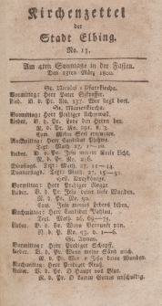 Kirchenzettel der Stadt Elbing, Nr. 13, 23 März 1800