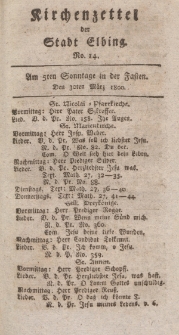Kirchenzettel der Stadt Elbing, Nr. 14, 30 März 1800