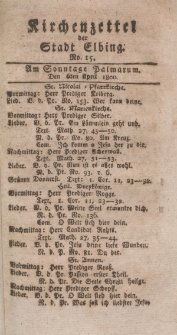 Kirchenzettel der Stadt Elbing, Nr. 15, 6 April 1800