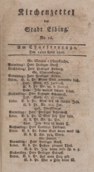 Kirchenzettel der Stadt Elbing, Nr. 16, 11 April 1800