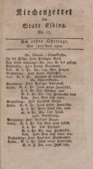 Kirchenzettel der Stadt Elbing, Nr. 17, 13 April 1800