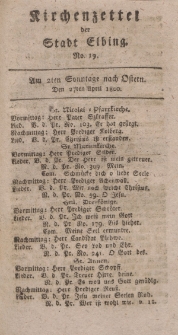 Kirchenzettel der Stadt Elbing, Nr. 19, 27 April 1800