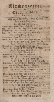 Kirchenzettel der Stadt Elbing, Nr. 22, 11 Mai 1800