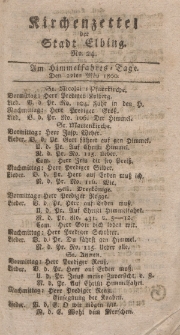Kirchenzettel der Stadt Elbing, Nr. 24, 22 Mai 1800