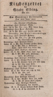 Kirchenzettel der Stadt Elbing, Nr. 27, 8 Juni 1800