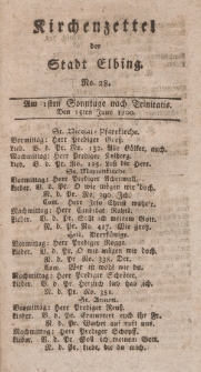 Kirchenzettel der Stadt Elbing, Nr. 28, 15 Juni 1800