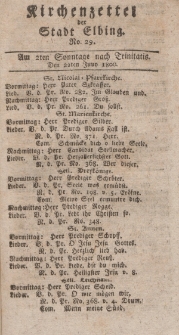 Kirchenzettel der Stadt Elbing, Nr. 29, 22 Juni 1800