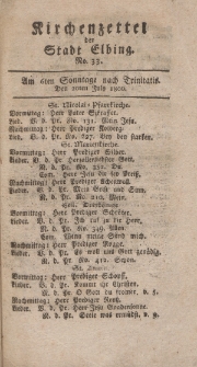 Kirchenzettel der Stadt Elbing, Nr. 33, 20 Juli 1800