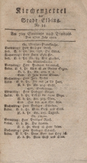 Kirchenzettel der Stadt Elbing, Nr. 34, 27 Juli 1800