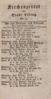 Kirchenzettel der Stadt Elbing, Nr. 36, 10 August 1800