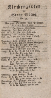 Kirchenzettel der Stadt Elbing, Nr. 36, 10 August 1800