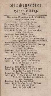 Kirchenzettel der Stadt Elbing, Nr. 39, 31 August 1800
