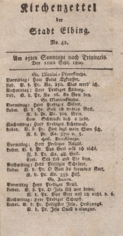 Kirchenzettel der Stadt Elbing, Nr. 42, 21 September 1800