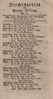 Kirchenzettel der Stadt Elbing, Nr. 45, 12 Oktober 1800