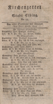 Kirchenzettel der Stadt Elbing, Nr. 52, 30 November 1800