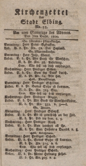 Kirchenzettel der Stadt Elbing, Nr. 53, 7 Dezember 1800