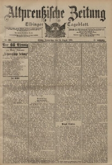 Altpreussische Zeitung, Nr. 198 Donnerstag 24 August 1899, 51. Jahrgang