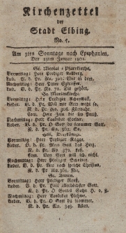 Kirchenzettel der Stadt Elbing, Nr. 5, 25 Januar 1801