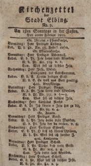 Kirchenzettel der Stadt Elbing, Nr. 9, 22 Februar 1801