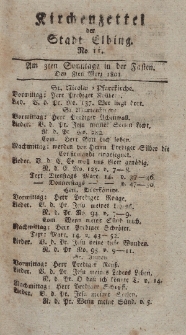 Kirchenzettel der Stadt Elbing, Nr. 11, 8 März 1801