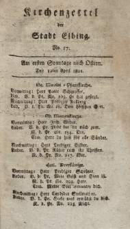 Kirchenzettel der Stadt Elbing, Nr. 17, 12 April 1801