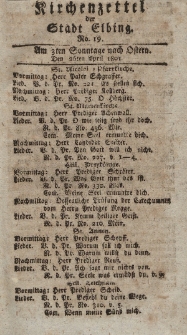 Kirchenzettel der Stadt Elbing, Nr. 19, 26 April 1801