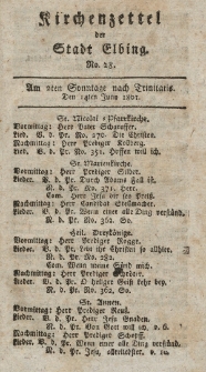 Kirchenzettel der Stadt Elbing, Nr. 28, 14 Juni 1801