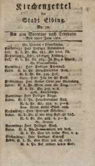 Kirchenzettel der Stadt Elbing, Nr. 30, 28 Juni 1801